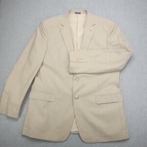 Saddlebred Men's‎ 42R Beige Cotton Two Button Blazer Sport Coat Jacket